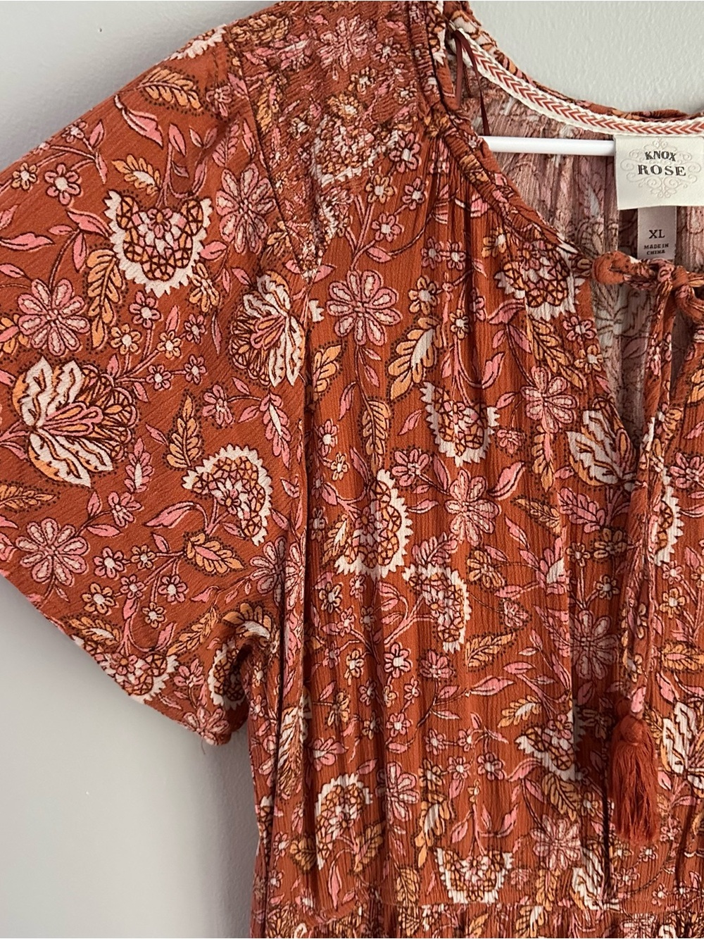 XL Knox Rose Boho Fall Maxi / Midi Dress Womens floral terracotta orange rust - Picture 3 of 6